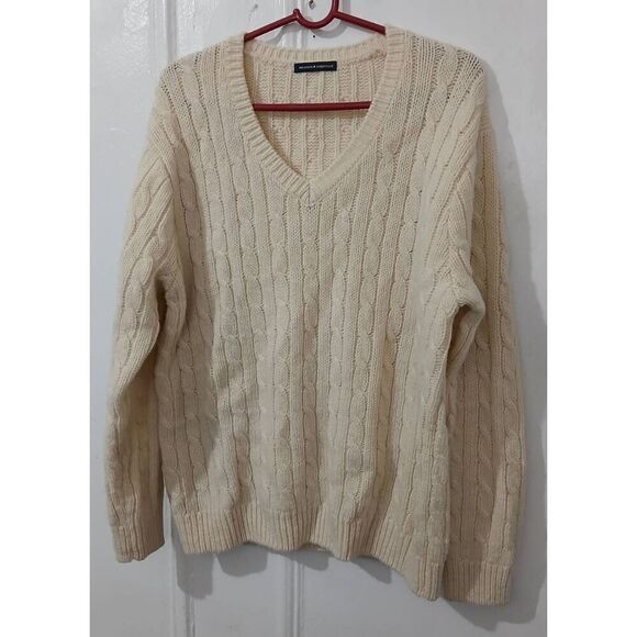 Brandy Melville womens xl CABLE KNIT wool sweater classic ivory cream - Picture 1 of 8